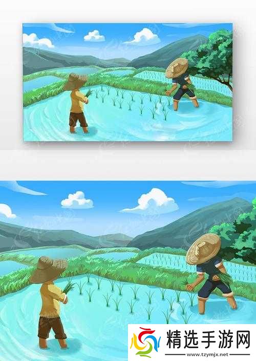 情侣插秧姿势参考绘画