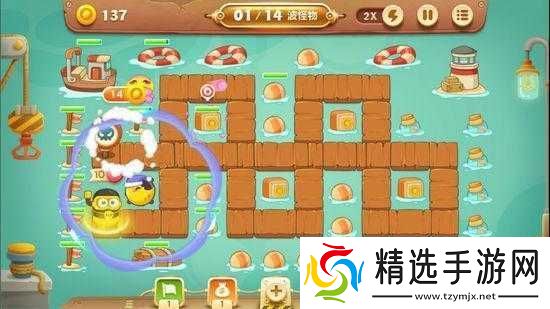 保卫萝卜3码头爬梯第17关怎么过