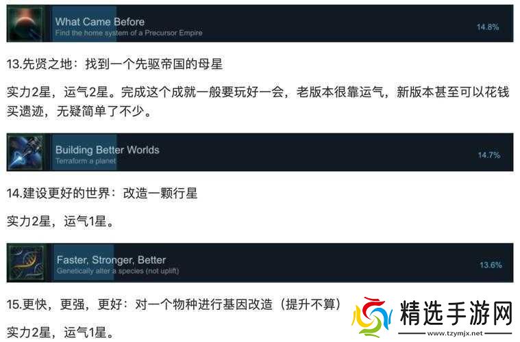 群星特许经营成就攻略