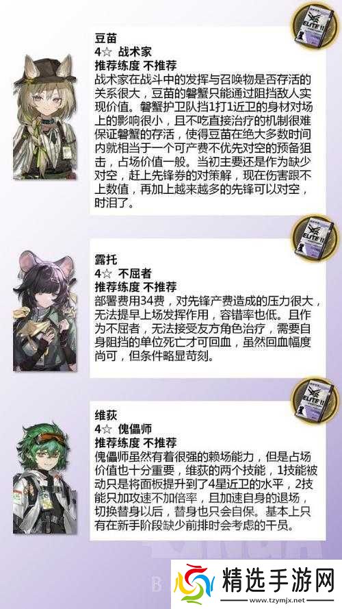 明日方舟角色培养程度解析