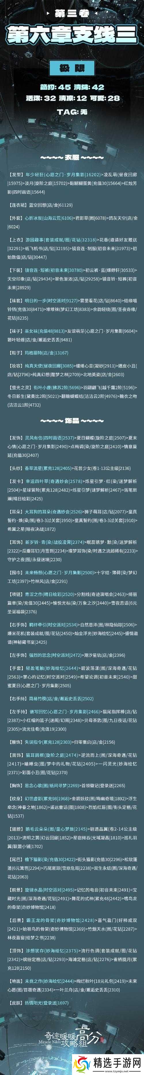 奇迹暖暖章节全面攻略大全