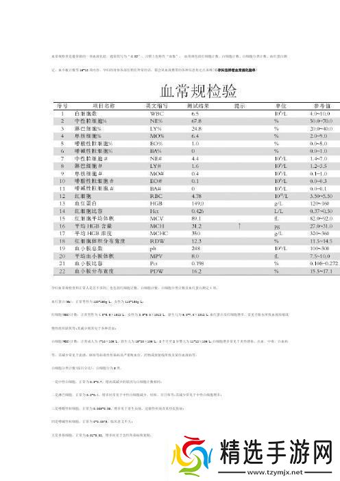 血RT检查怎样算正常