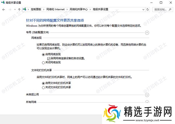 检查并启用网络发现和文件打印共享