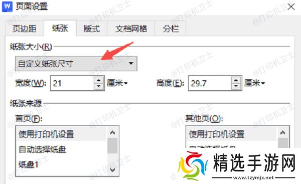 在Word/WPS中调整纸张大小