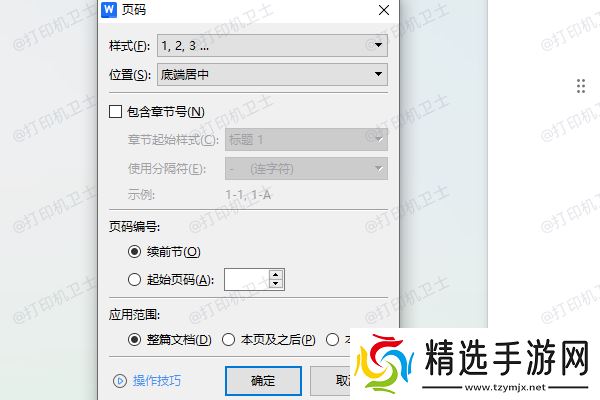 确认文档中是否正确设置了页码