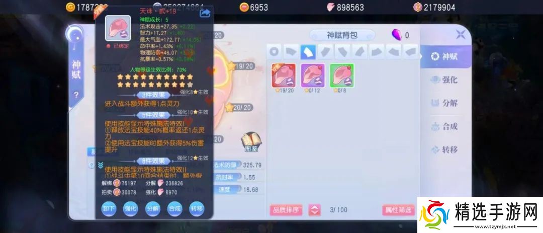 桃花源记抄大神作业！法师神赋8件套完美公式：3个位置必须带伤害提升！