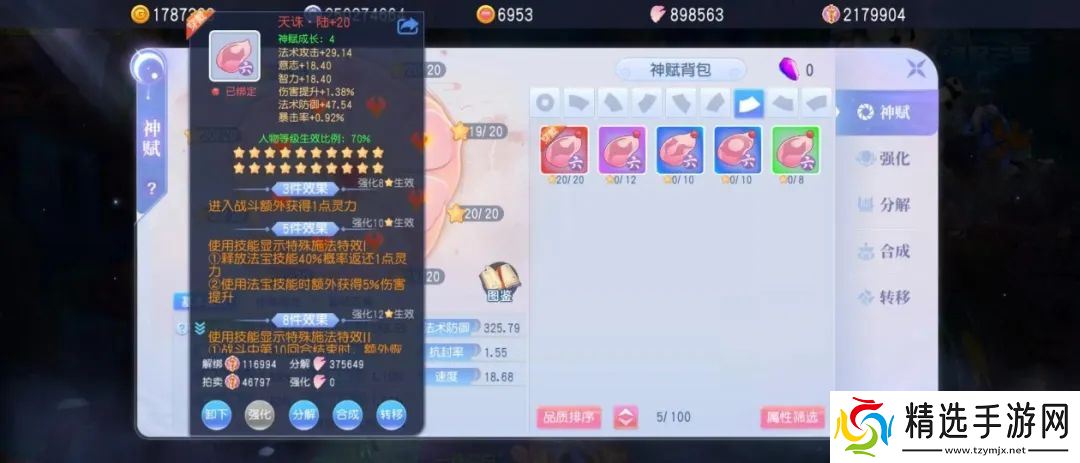 桃花源记抄大神作业！法师神赋8件套完美公式：3个位置必须带伤害提升！