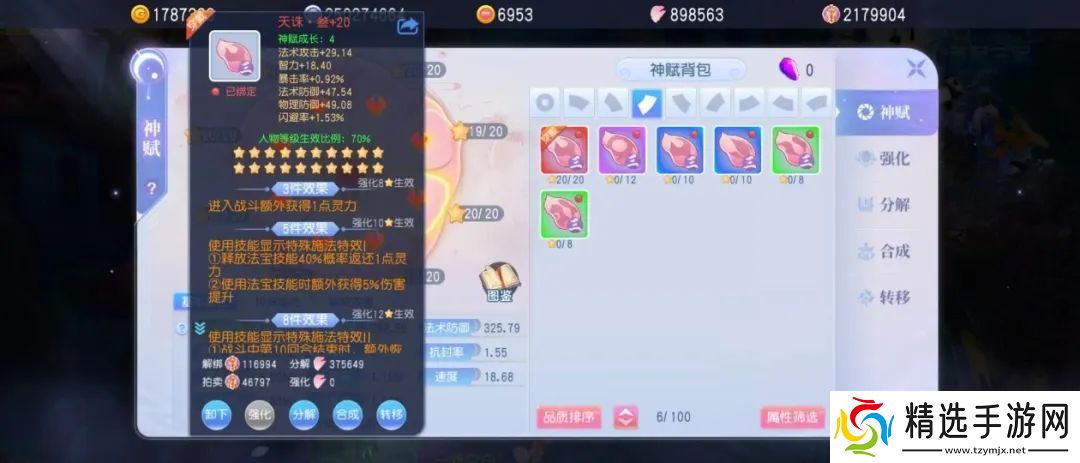 桃花源记抄大神作业！法师神赋8件套完美公式：3个位置必须带伤害提升！