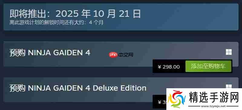 《忍者龙剑传4》Steam预购开启 标准版298元豪华版398元