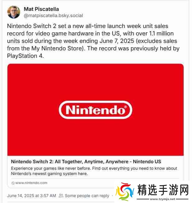 卖疯了！Switch 2美国首周销量超110万台