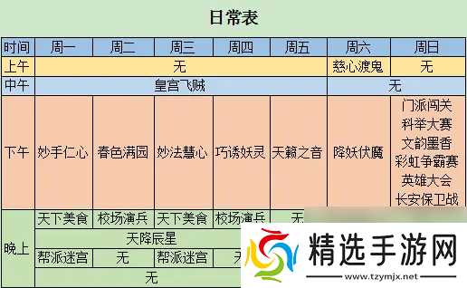 《梦幻西游》日常活动任务时间表一览
