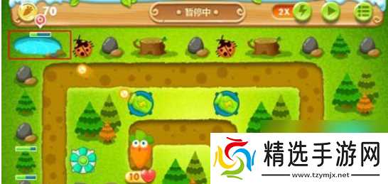 保卫萝卜2第24关攻略 220秒清理两个水坑