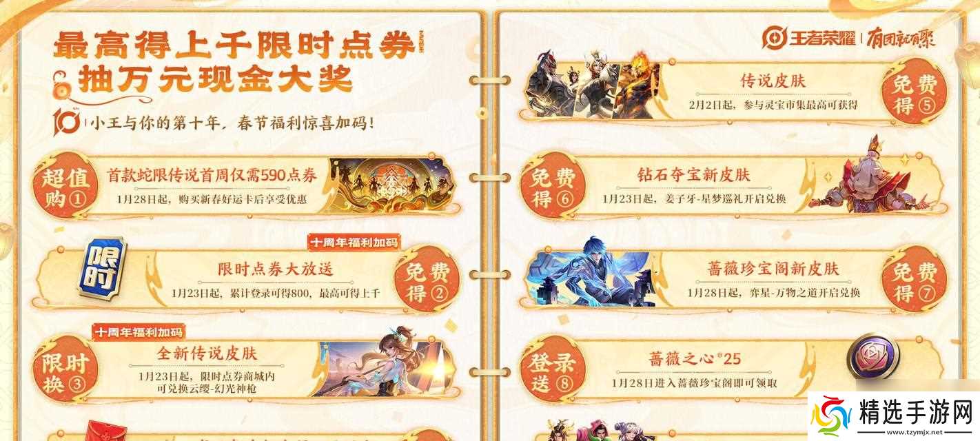 王者荣耀过年当天限时点卷赠送数量是多少？